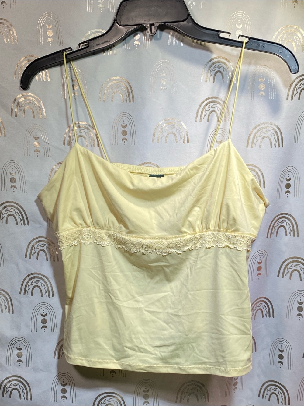 wild fable Pale Yellow Lace-Trim Camisole